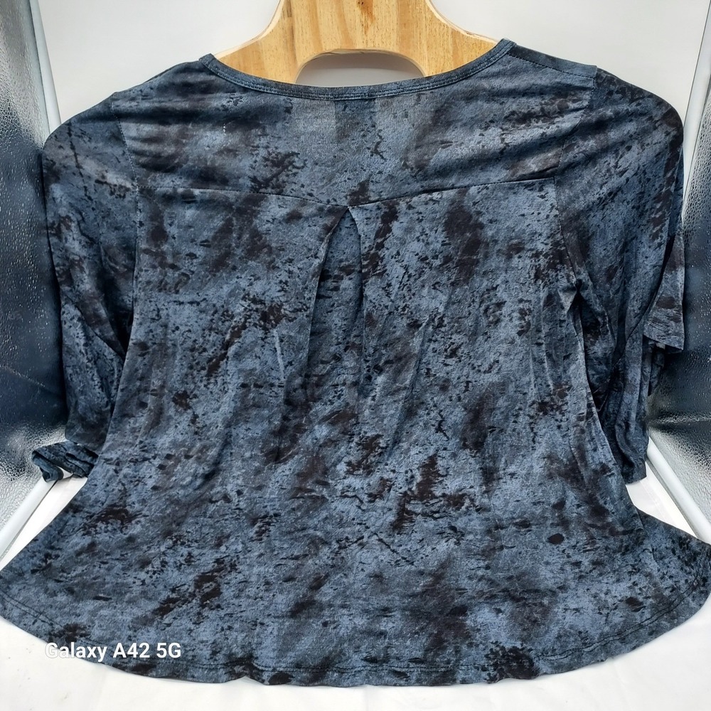 Vocal USA Blue Tie Dye Pearl Embellished Long Sleeve Peplum Top Size M